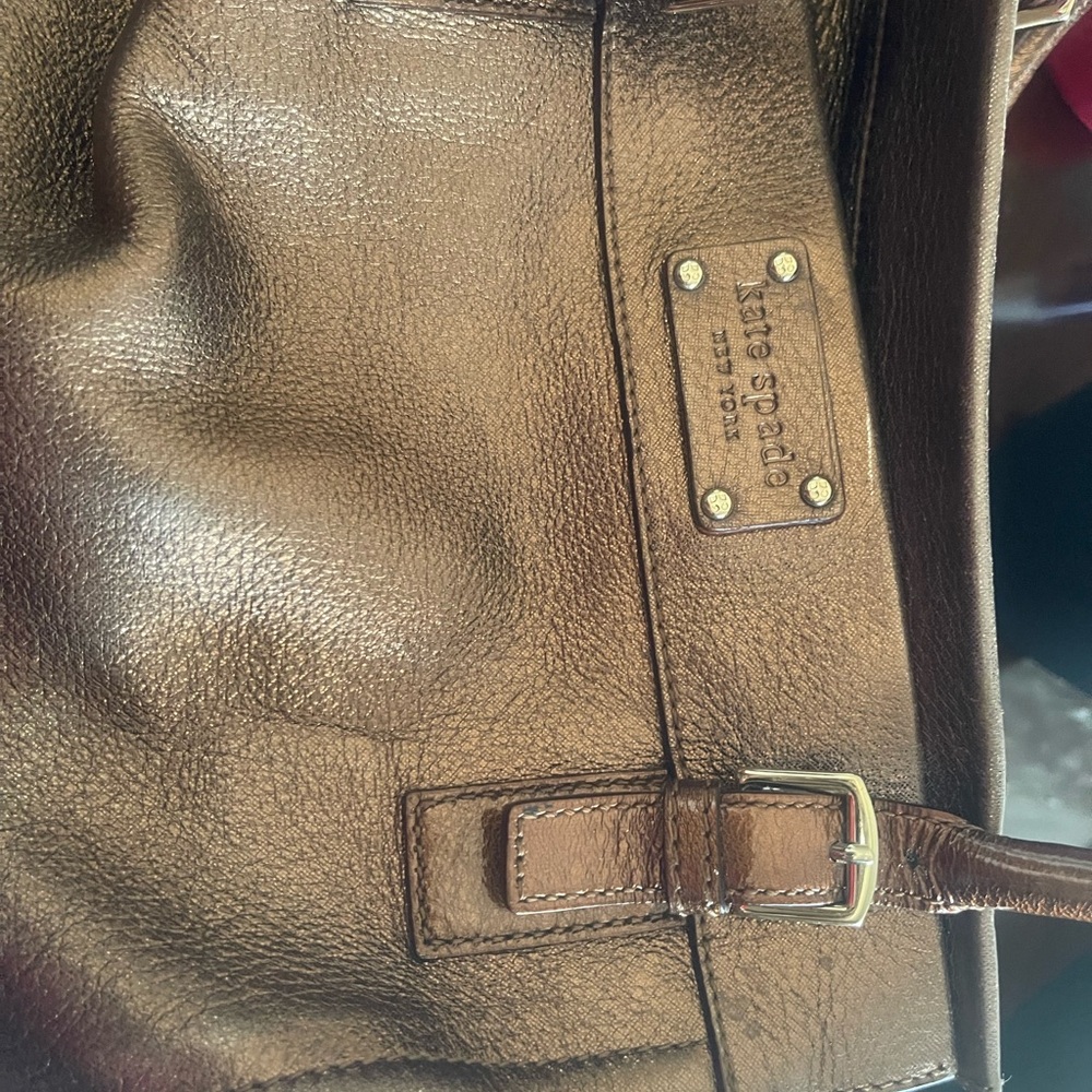 Kate Spade Brown Leather Bag with Polka Dot Lining